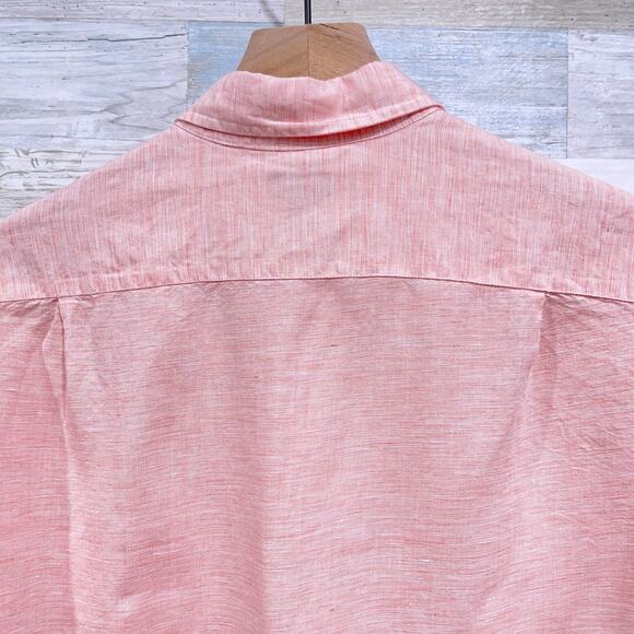 J Crew Baird McNutt Irish Linen Long Sleeve Button Down Shirt Coral Mens Medium - Picture 4 of 6